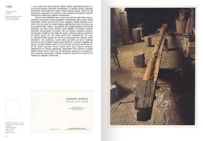 Vues des pages intérieures du catalgoue raisonné de Giuseppe Penone
