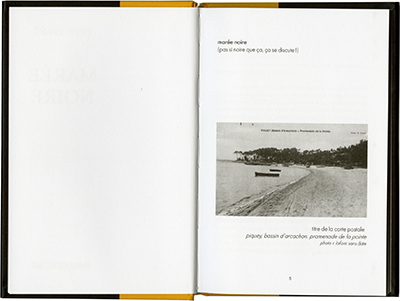 Vue d'une page intérieure du livre "Marée noire" de Claude Rutault