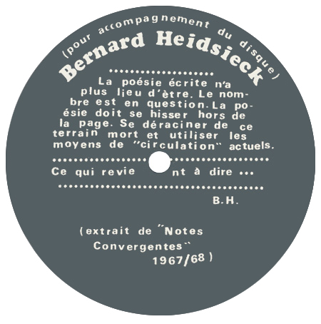 le poème de Bernard Heidsieck, sur la pochette du disque en Plexiglas® de Lourdes Castro